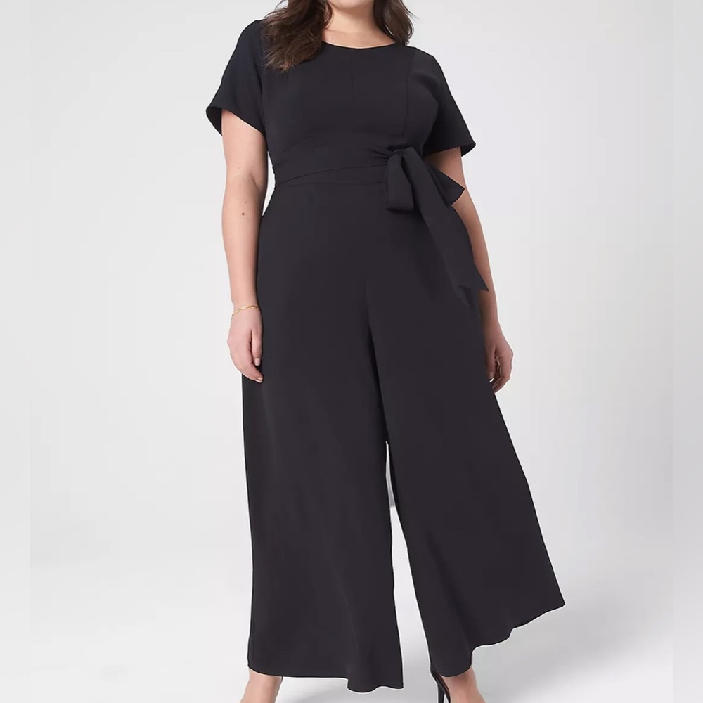 Lane Bryant Wide-Leg Jumpsuit Black Belted
